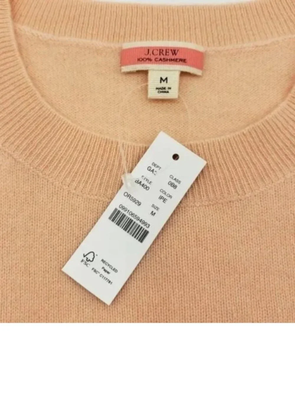 J. Crew Cashmere Sweater Peach